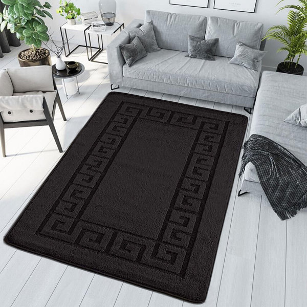 Canora Grey Allina Solid Black Area Rug Wayfair.co.uk